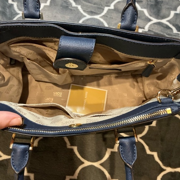 Micheal Kors Navy Blue Large Saffiano Leather Satchel - Picture 7 of 10